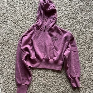 Cropped Hooded Sweatshirt - Mauve Pink